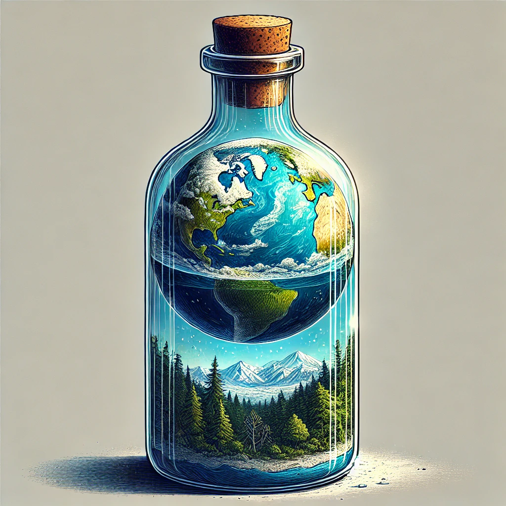 ChatGPT generated image of the earth in a bottle
