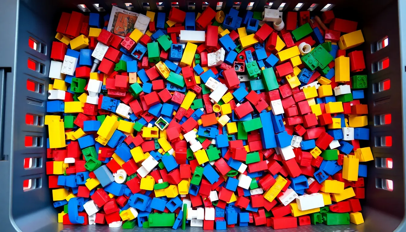 LEGO Data Lake - unsorted crate full of mixed LEGO pieces